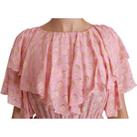 Dolce & Gabbana Silk Pink Polka Dots Pleated A-line Midi Dress DR2520-40