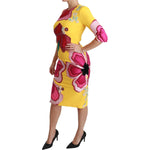 Dolce & Gabbana Yellow Floral Crystal Bodycon Sheath Dress DR2522-40