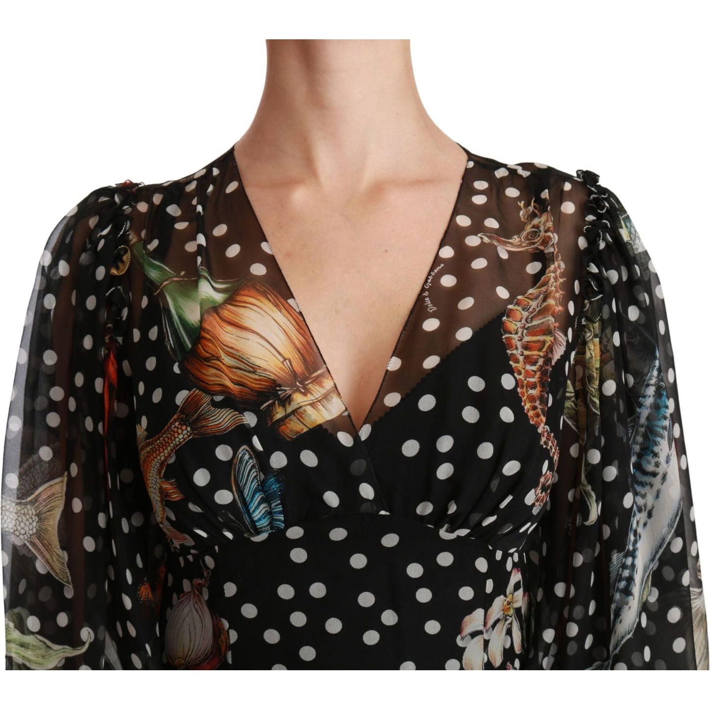 Dolce & Gabbana Black Sea Fish Sicily A-line Shift Dress DR2540-42