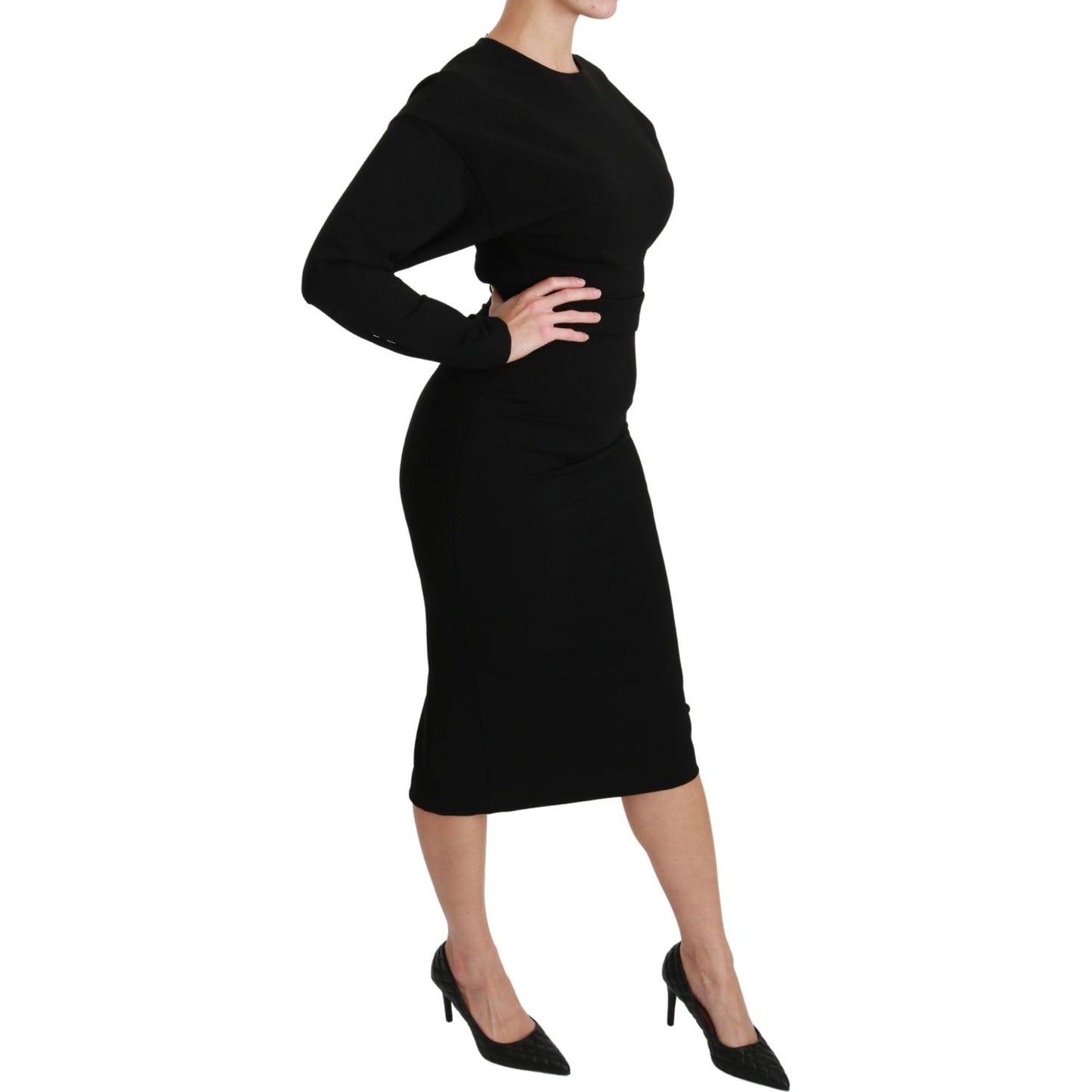 Dolce & Gabbana Black Bodycon Sheath Midi Stretch Dress DR2543-40