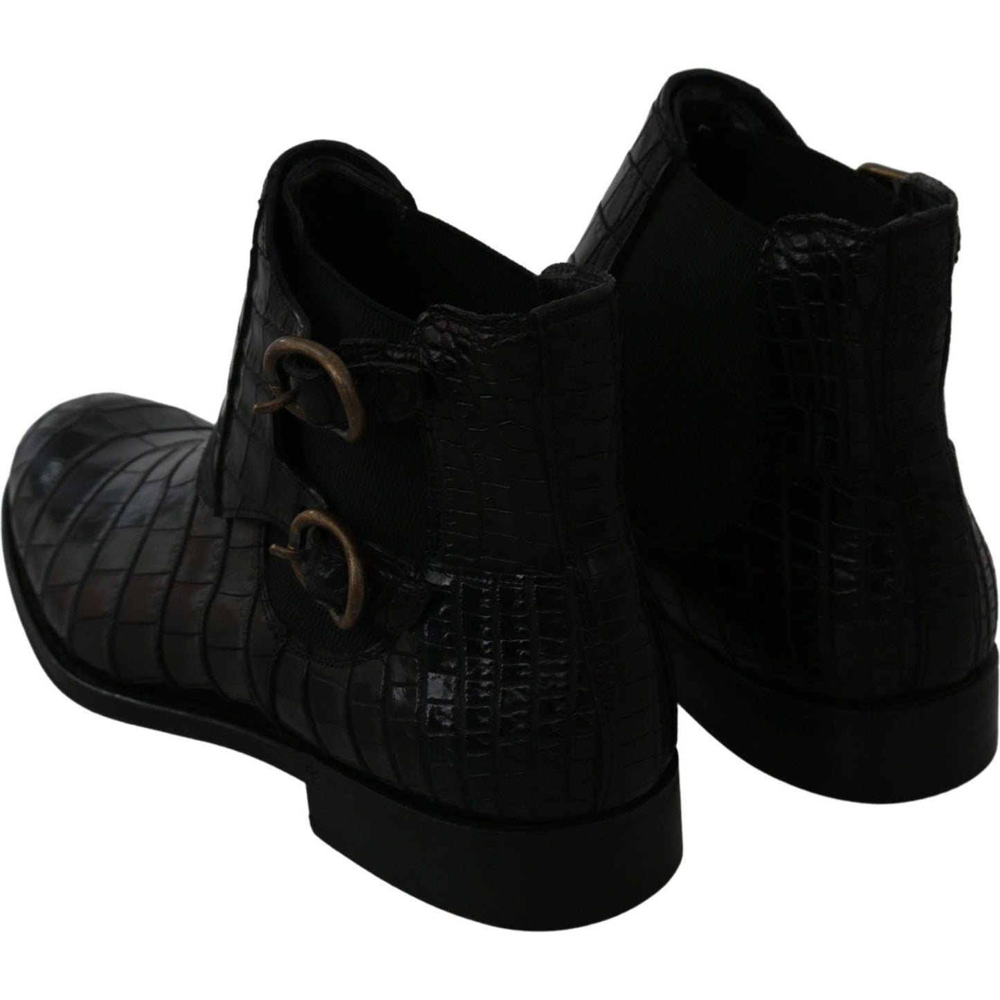Dolce & Gabbana Black Crocodile Leather Derby Boots Shoes MV2672-39