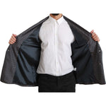 Dolce & Gabbana Navy Blue Patterned Double Breasted Coat Jacket JKT2589-IT4