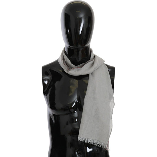 Costume National Gray Fringe Neck Wrap Cotton Scarf Scarves