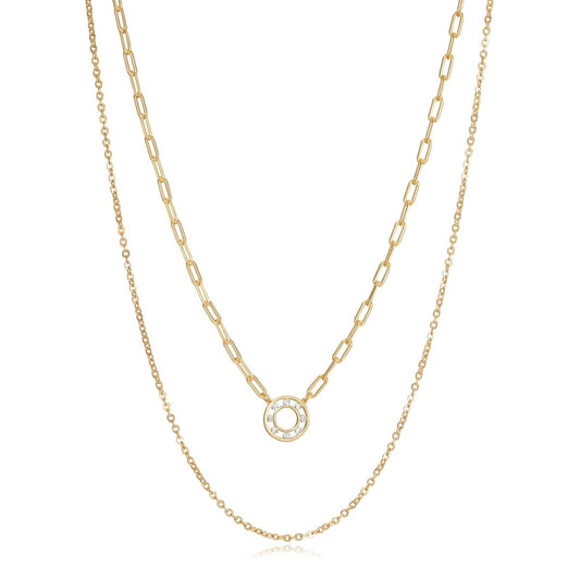 Elegant double-chain gold necklace. VICEROY JEWELS Mod. 13037C100-36 designed for ladies. Silver 925°, quartz movement, water resistant.