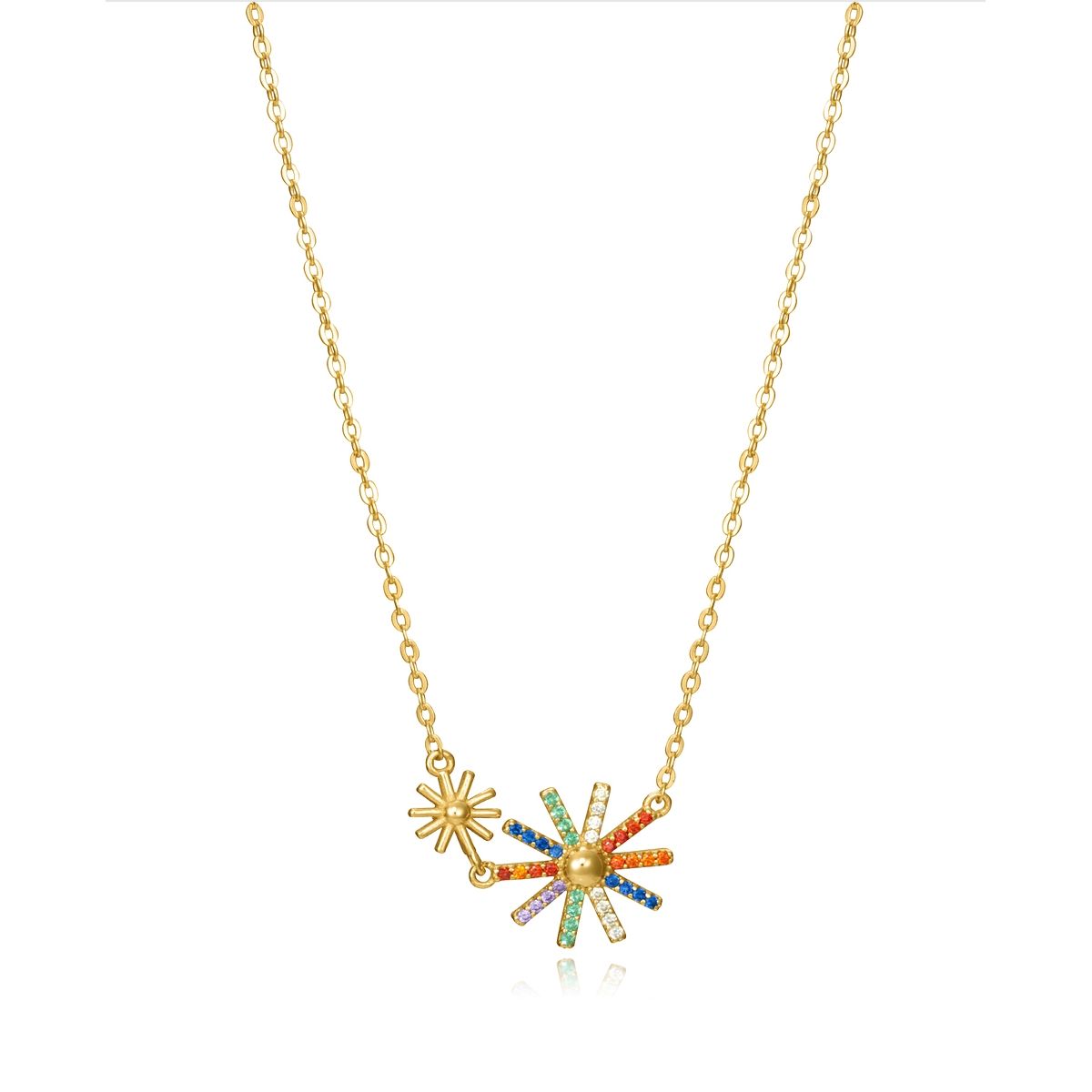 Gold necklace with colorful starburst pendants, featuring VICEROY JEWELS Mod. 13042C100-39 design for ladies, elegant and stylish fashion.