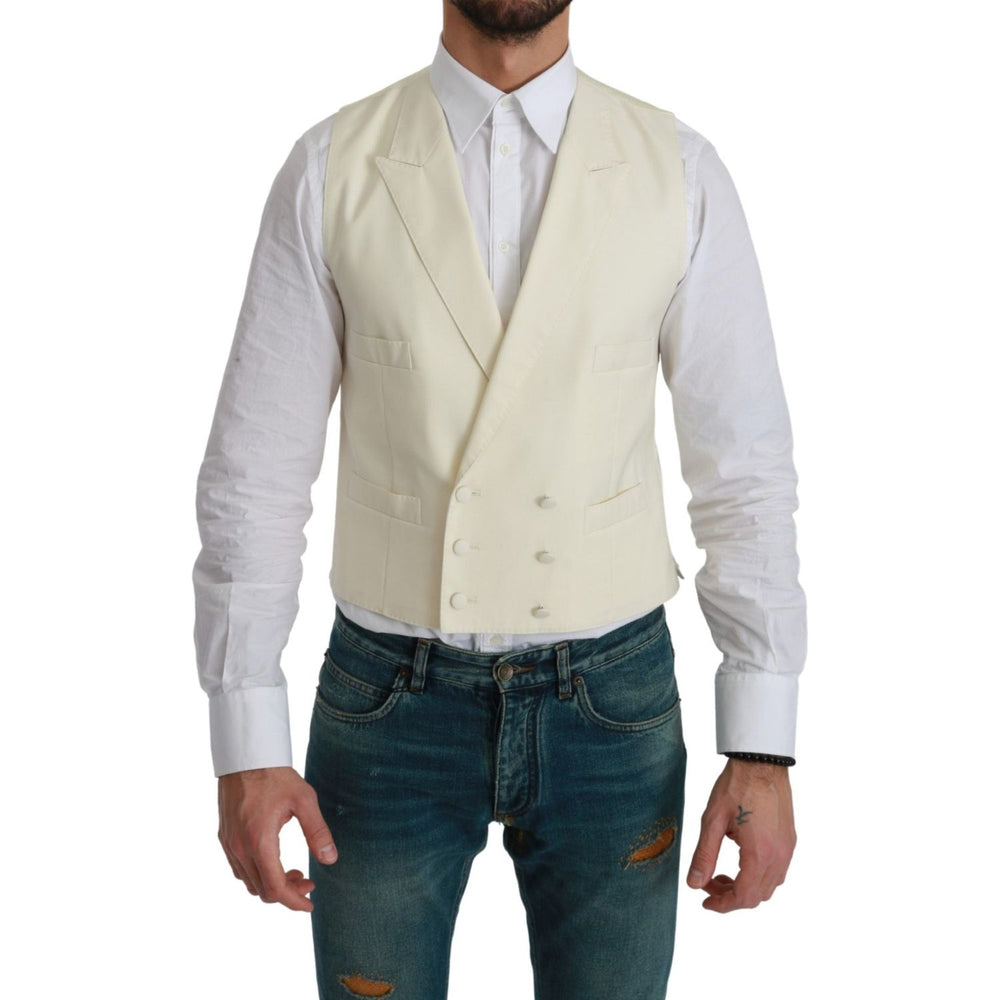Dolce & Gabbana White Waistcoat Formal Wool Vest TSH4656-44
