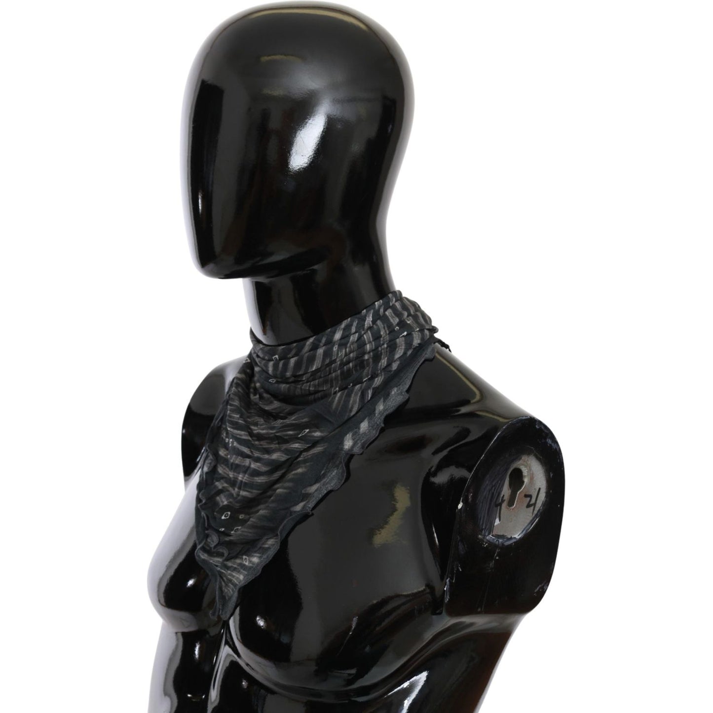 Costume National Black Gray Viscose Foulard Branded Scarf MS1639