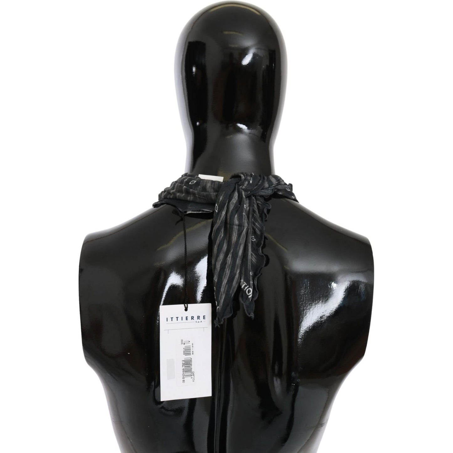 Costume National Black Gray Viscose Foulard Branded Scarf MS1639