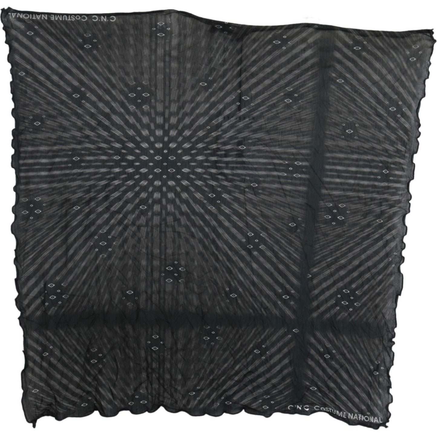 Costume National Black Gray Viscose Foulard Branded Scarf MS1639