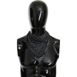 Costume National Black Gray Viscose Foulard Branded Scarf MS1639