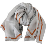 Costume National Gray Orange Silk Floral Foulard Wrap Scarf BGMS1643