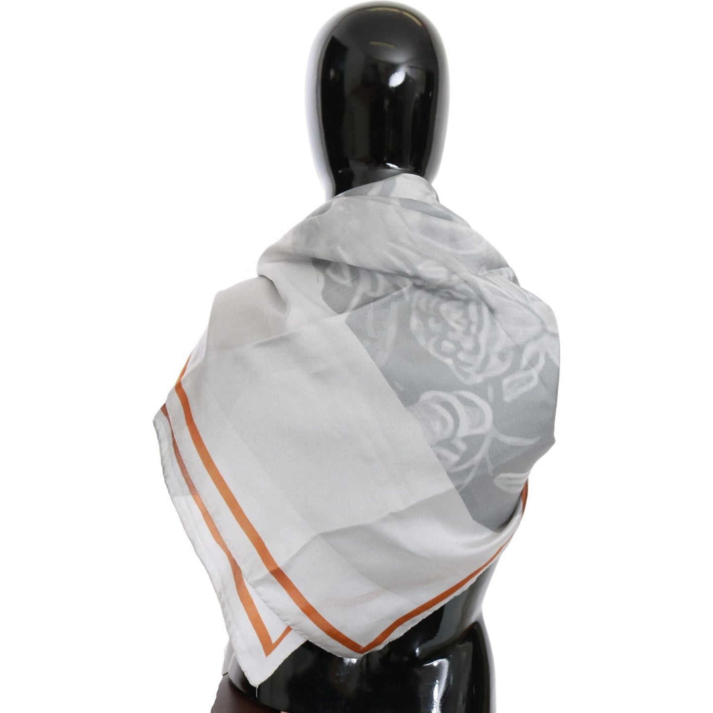 Costume National Gray Red Silk Shawl Foulard Wrap Scarf MS1644