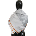 Costume National Gray Red Silk Shawl Foulard Wrap Scarf MS1644