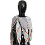 Costume National Gray Red Silk Shawl Foulard Wrap Scarf MS1644