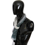 GF Ferre Gray Wool Viscose Foulard Patterned Branded Scarf MS1651