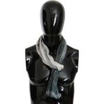 GF Ferre Gray Wool Viscose Foulard Patterned Branded Scarf MS1651