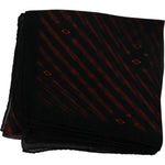 Costume National Black Orange 100% Silk Branded Scarf MS1663
