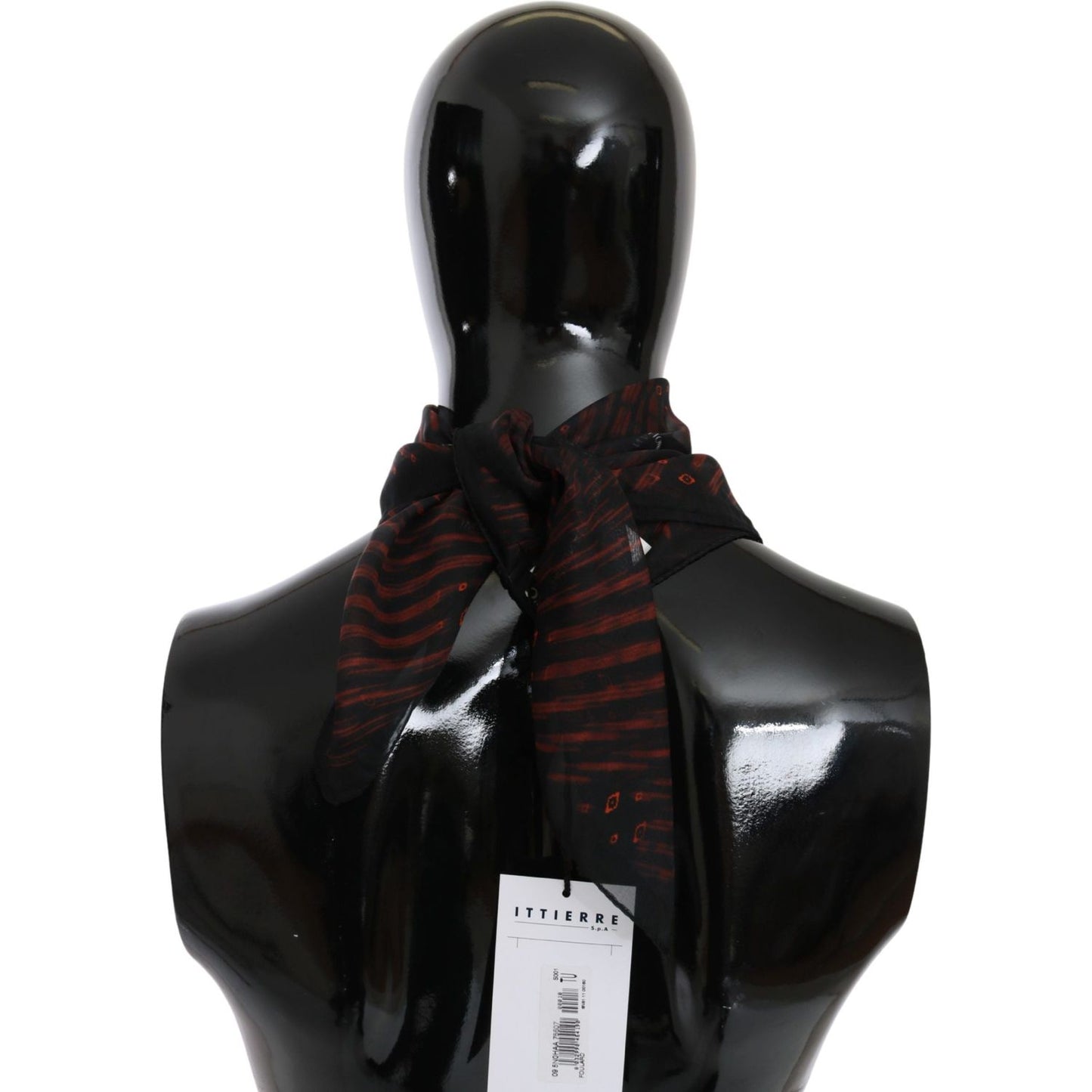 Costume National Black Orange 100% Silk Branded Scarf MS1663