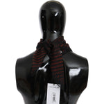 Costume National Black Orange 100% Silk Branded Scarf MS1663
