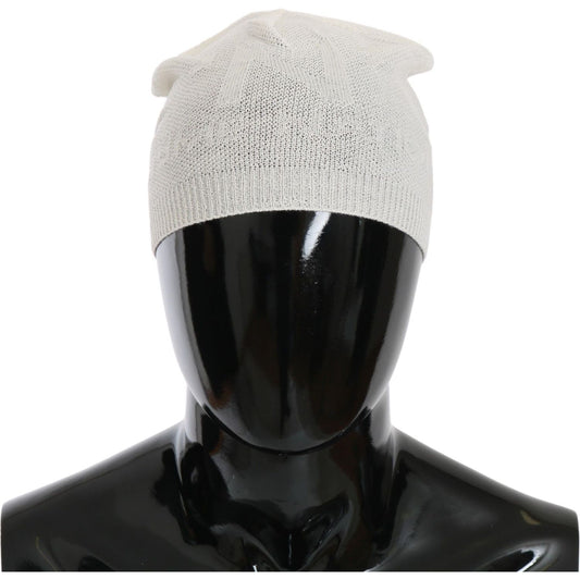 Costume National Beanie White Wool Blend Branded Hat Beanie Hat