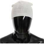 Costume National Beanie White Wool Blend Branded Hat HAT20127