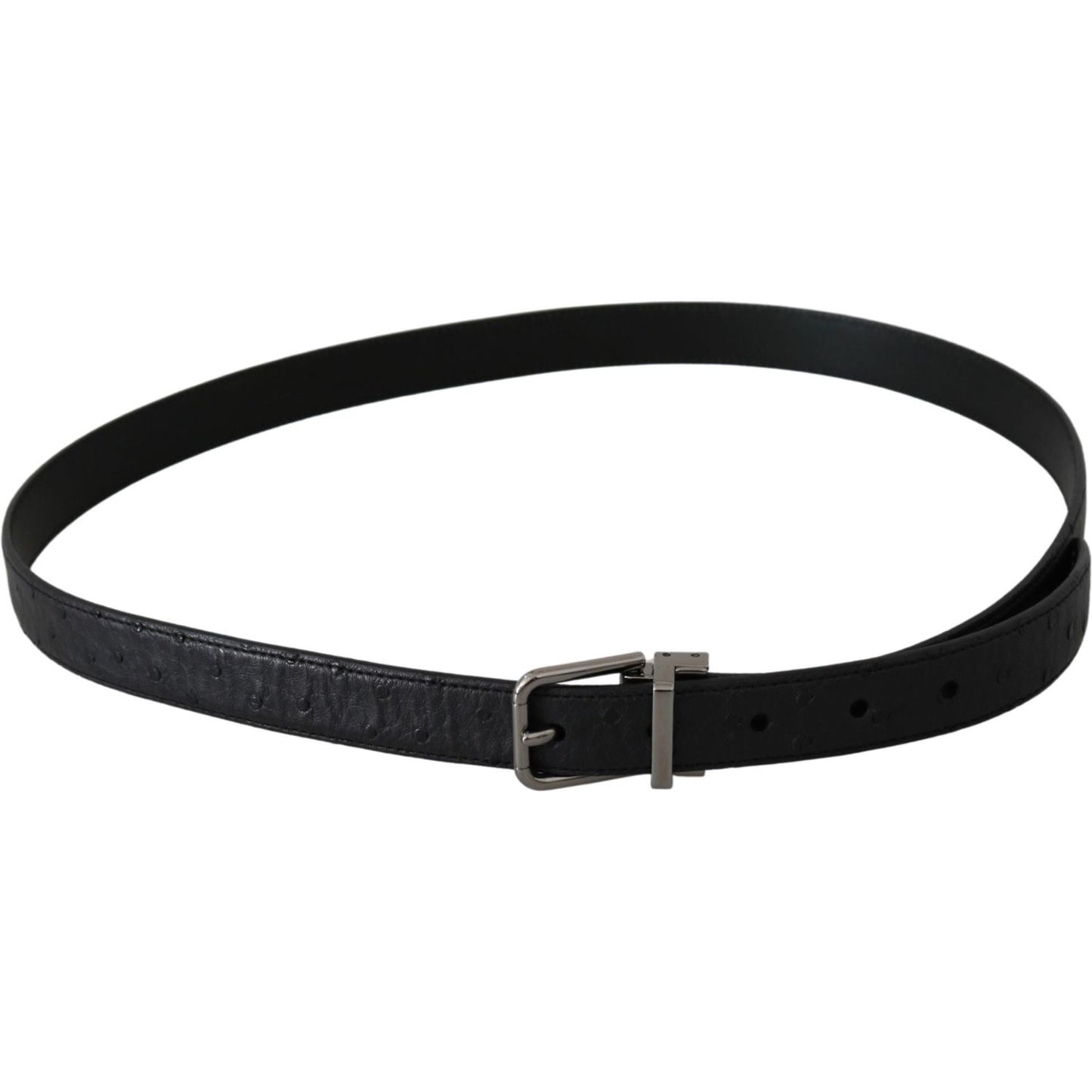 Dolce & Gabbana Black Exotic Skin Pattern Silver Buckle Belt BEL60610-90
