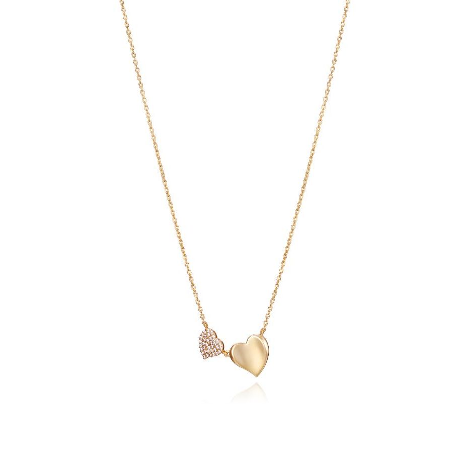 Gold heart-shaped necklace with two hearts pendant from VICEROY JEWELS Mod. 13125C100-36, perfect for ladies. Elegant design for special occasions.