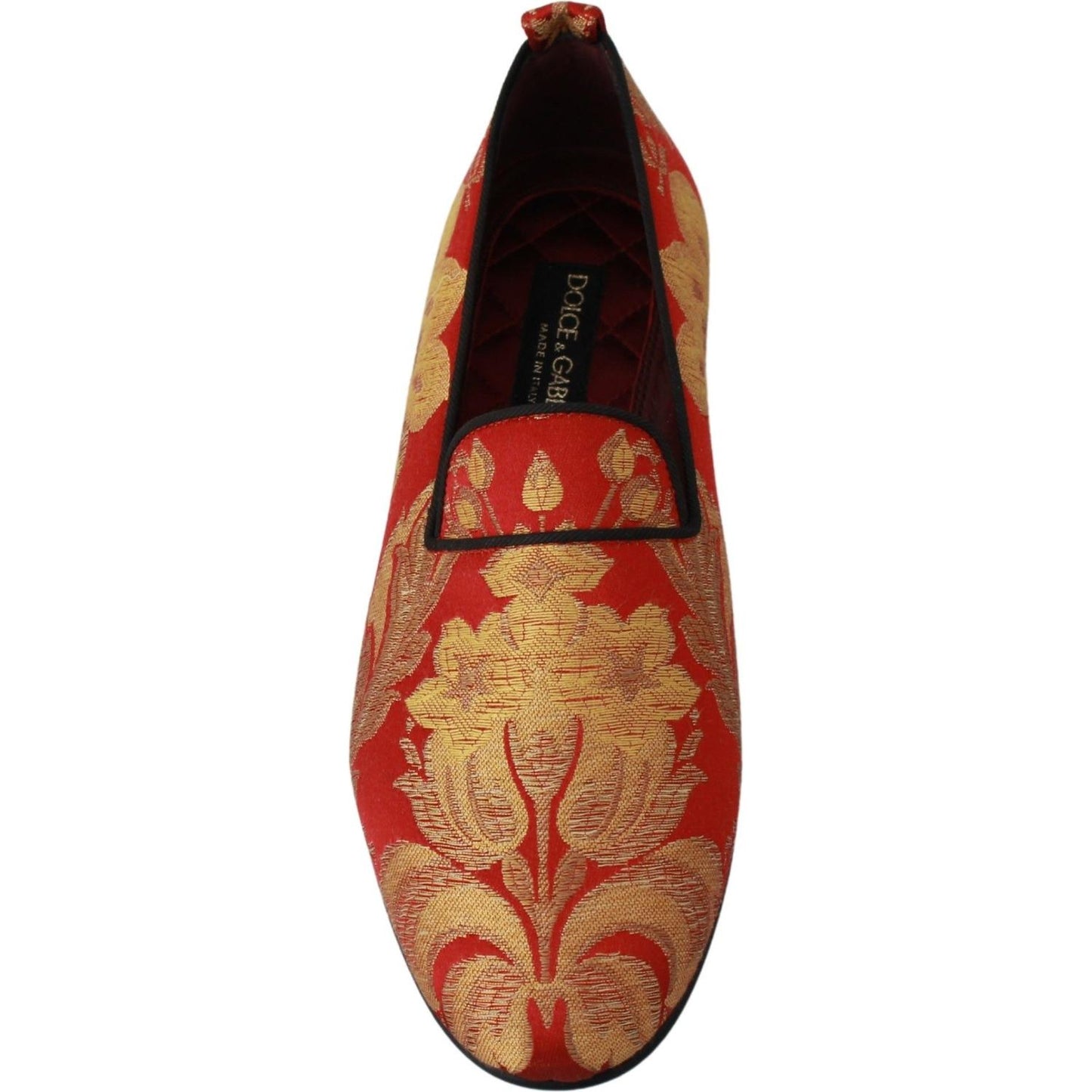 Dolce & Gabbana Red Gold Brocade Slippers Loafers Shoes MV2702-39