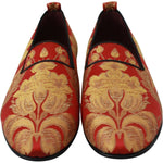 Dolce & Gabbana Red Gold Brocade Slippers Loafers Shoes MV2702-39
