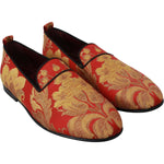 Dolce & Gabbana Red Gold Brocade Slippers Loafers Shoes MV2702-39