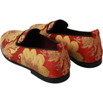 Dolce & Gabbana Red Gold Brocade Slippers Loafers Shoes MV2702-39