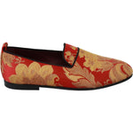 Dolce & Gabbana Red Gold Brocade Slippers Loafers Shoes MV2702-39