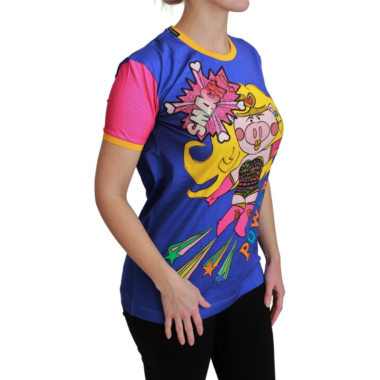 Dolce & Gabbana Purple PIG SUPERGIRL Top Cotton T-shirt TSH4553-36