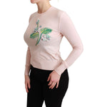 Dolce & Gabbana Pink Floral Silk Cashmere Pullover Sweater TSH4581-36