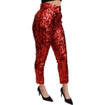 Dolce & Gabbana Red Sequined Cropped Trousers Pants PAN71052-40