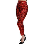 Dolce & Gabbana Red Sequined Cropped Trousers Pants PAN71052-40