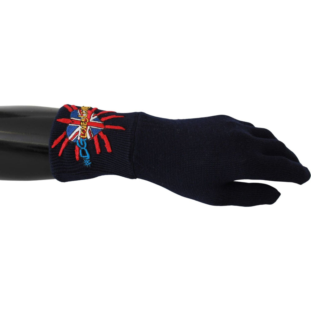 Dolce & Gabbana Blue #DGLovesLondon Embroidered Wool Gloves LB1016BG