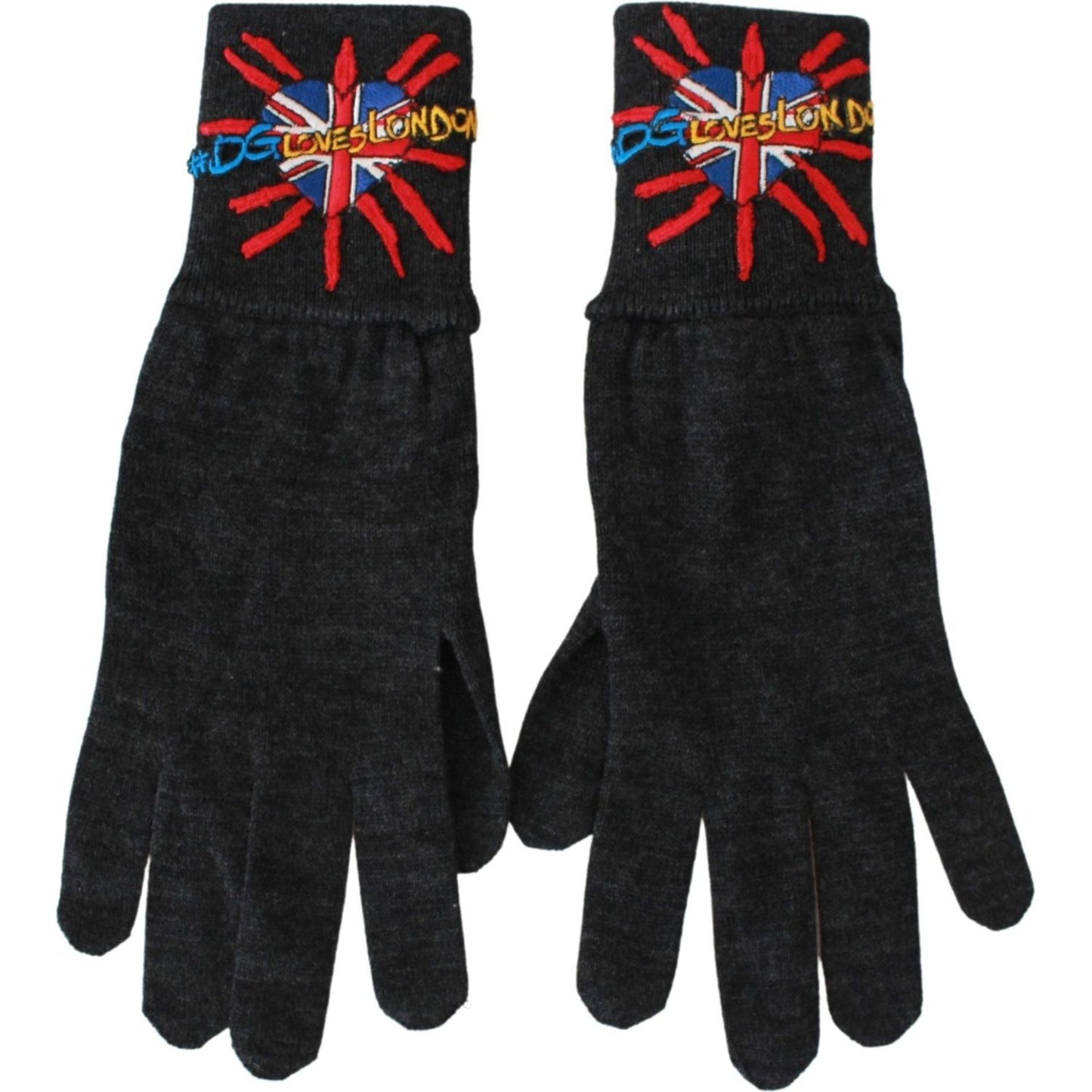 Dolce & Gabbana Gray #DGLovesLondon Embroidered Wool Gloves LB1017BG