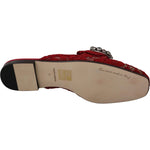 Dolce & Gabbana Radiant Red Slide Flats with Crystal Embellishments Dolce & Gabbana Rosy Brown