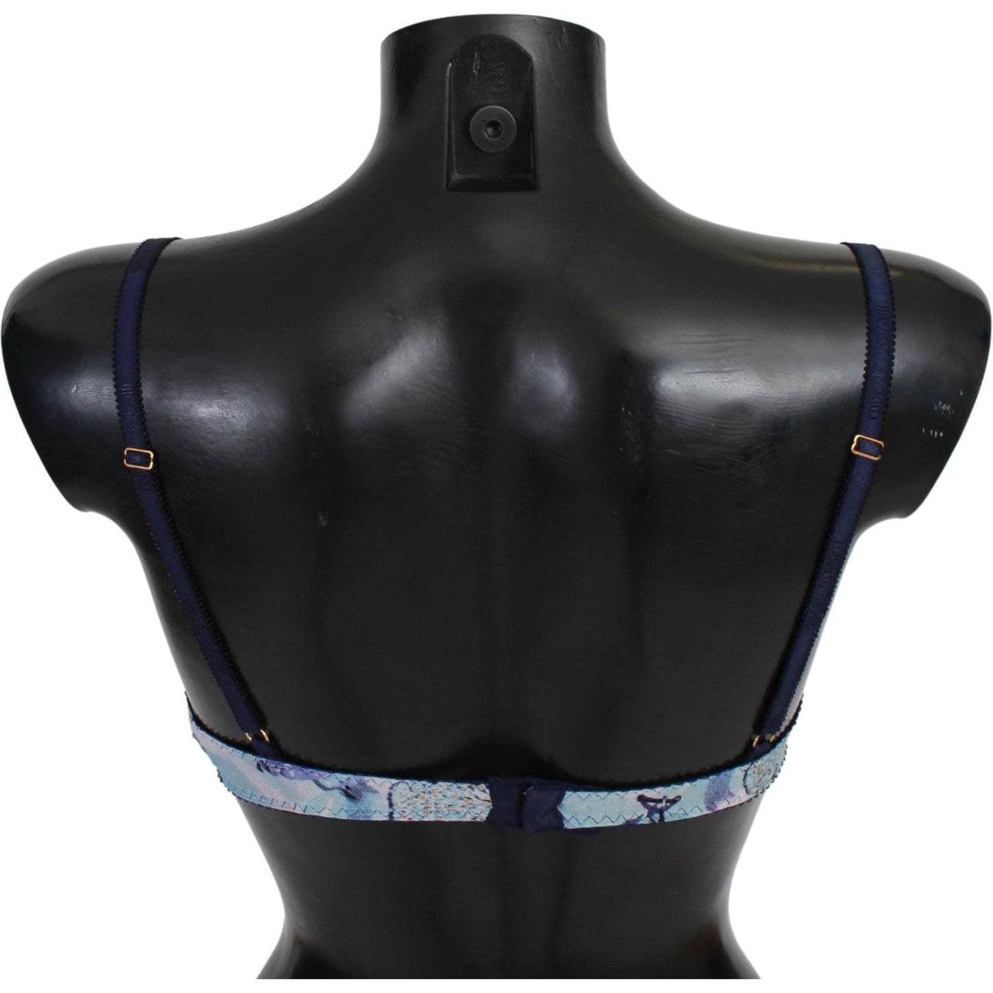Roberto Cavalli Blue Printed Nylon Reggiseno Bra Underwear BIK741-It1