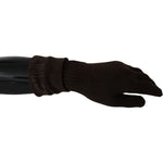 Costume National Brown Wool Knitted One Size Wrist Length Gloves LB3012