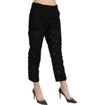 Dolce & Gabbana Black Lace Straight Cropped High Waist Pants PAN71061-42