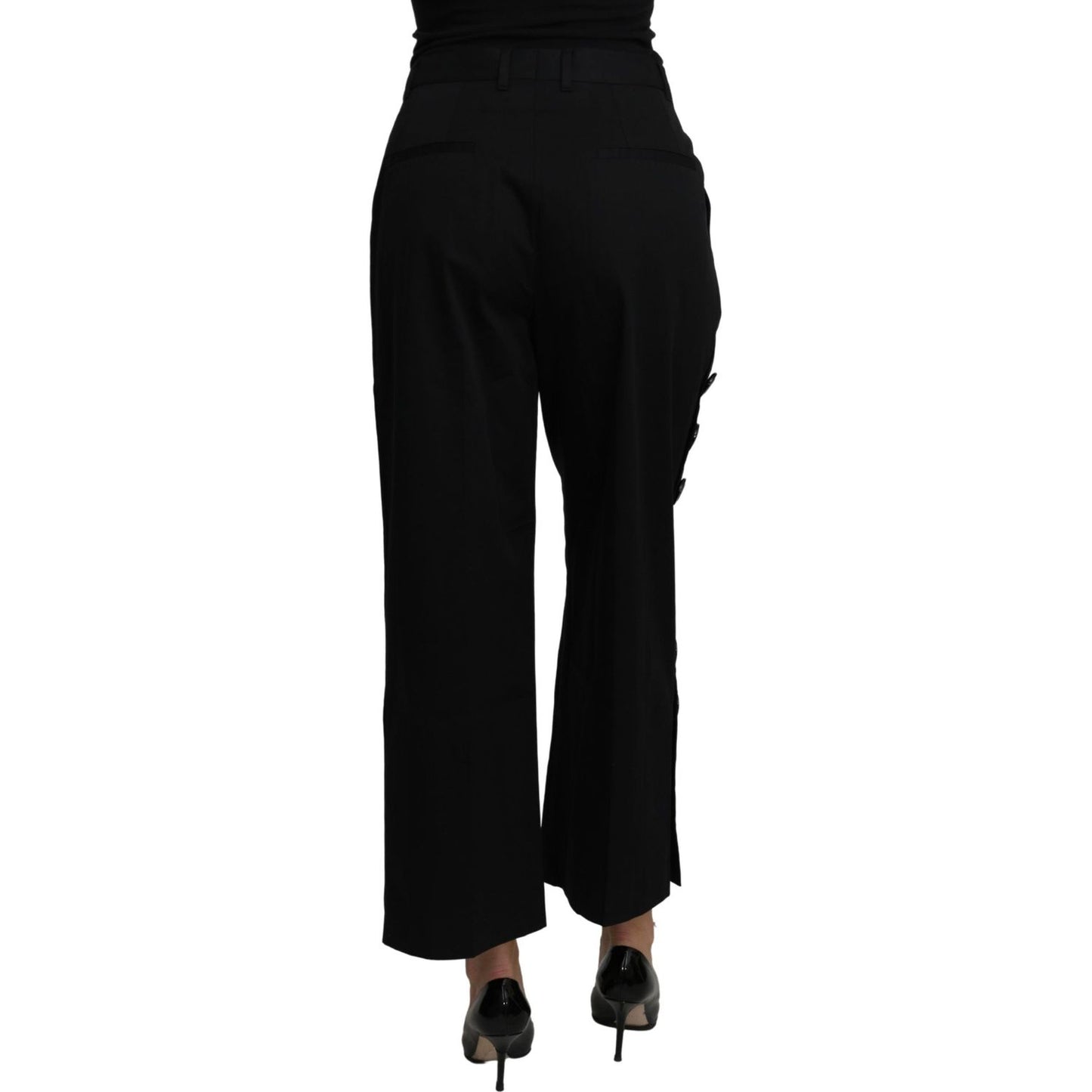 Dolce & Gabbana Black High Waist Cropped Cotton Stretch Pants PAN71215-40