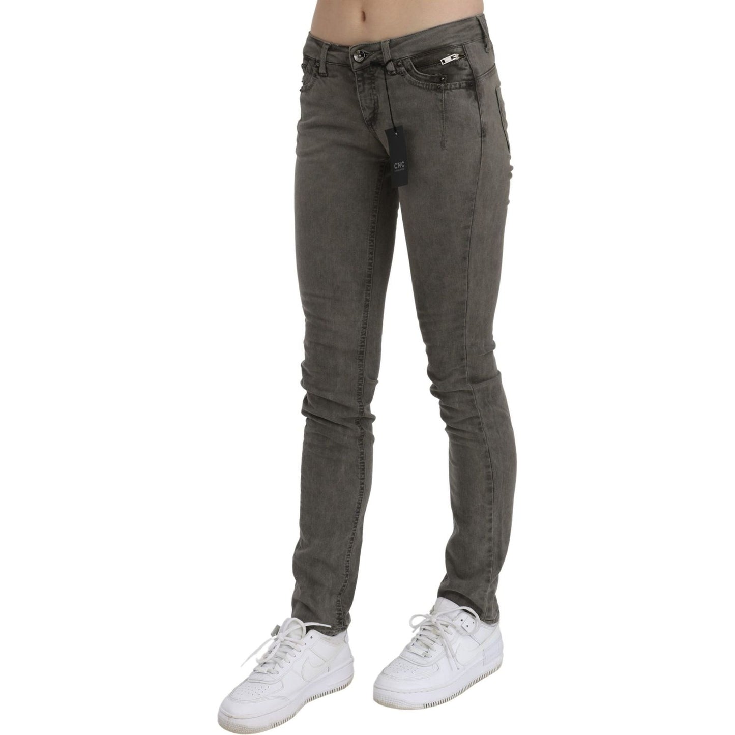 Costume National Gray Low Waist Skinny Denim Cotton Jeans PAN70726-26