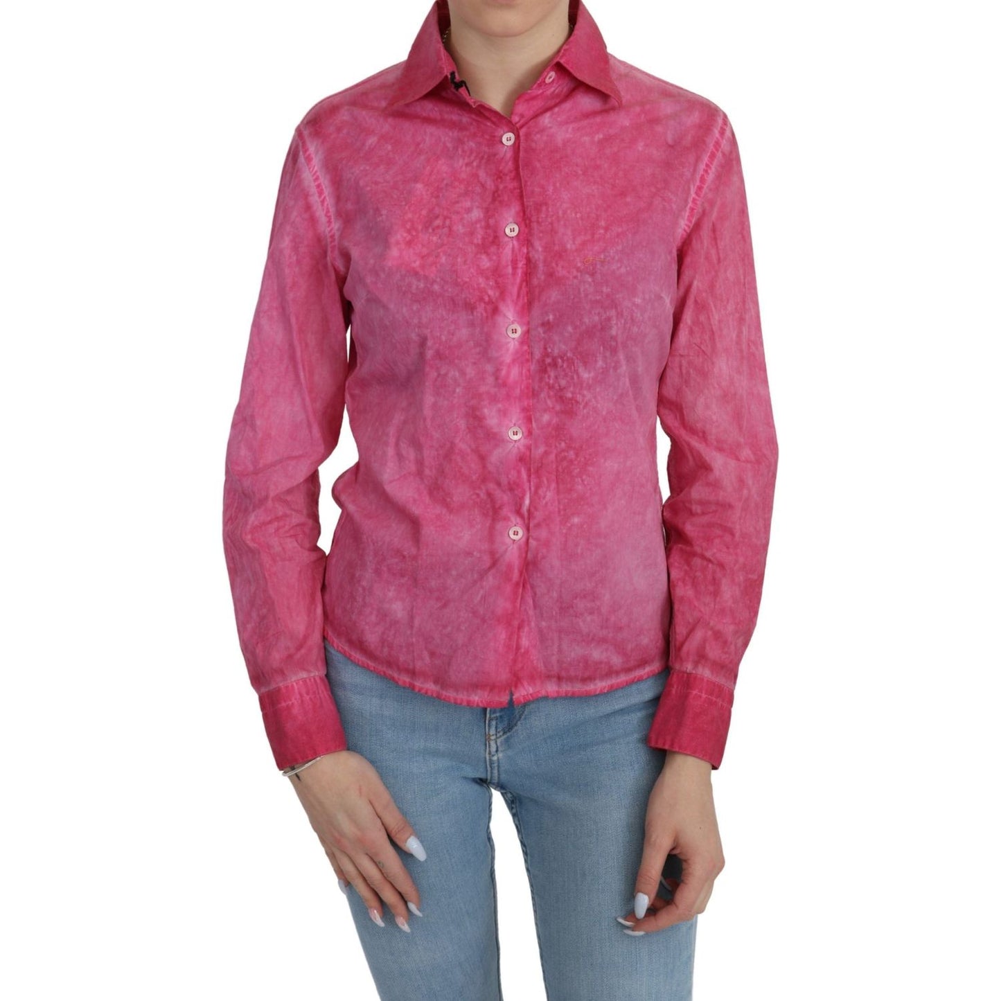 Ermanno Scervino Pink Collared Long Sleeve Shirt Blouse Top TSH4881-42
