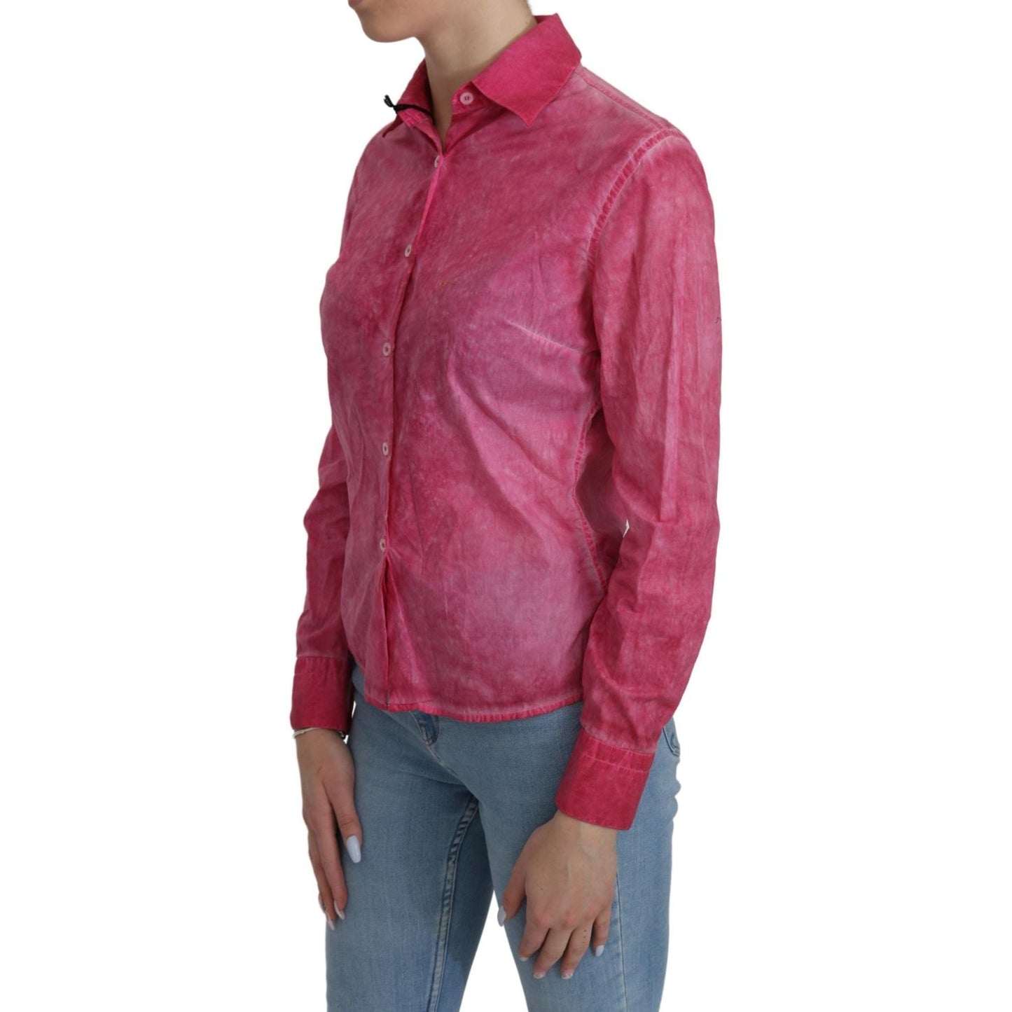 Ermanno Scervino Pink Collared Long Sleeve Shirt Blouse Top TSH4881-42