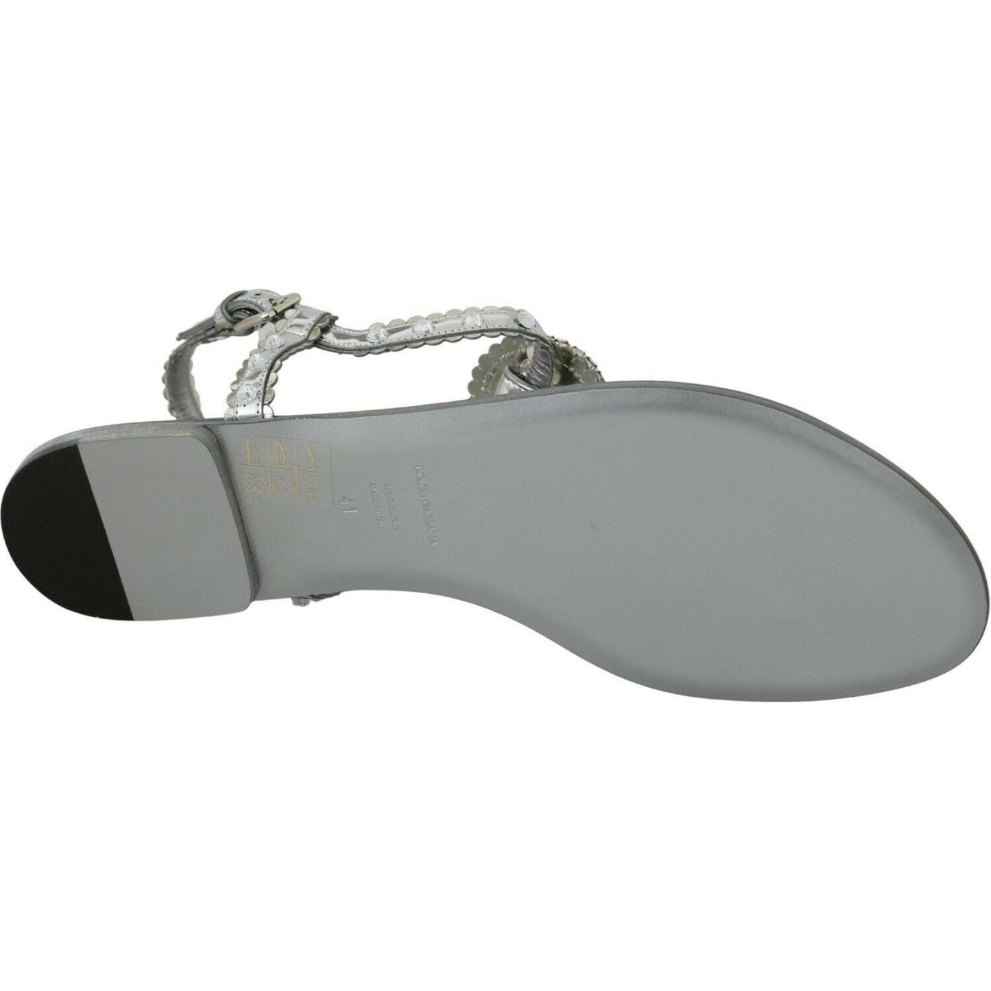 Dolce & Gabbana Silver Crystal Sandals Flip Flops Shoes LA6578-36