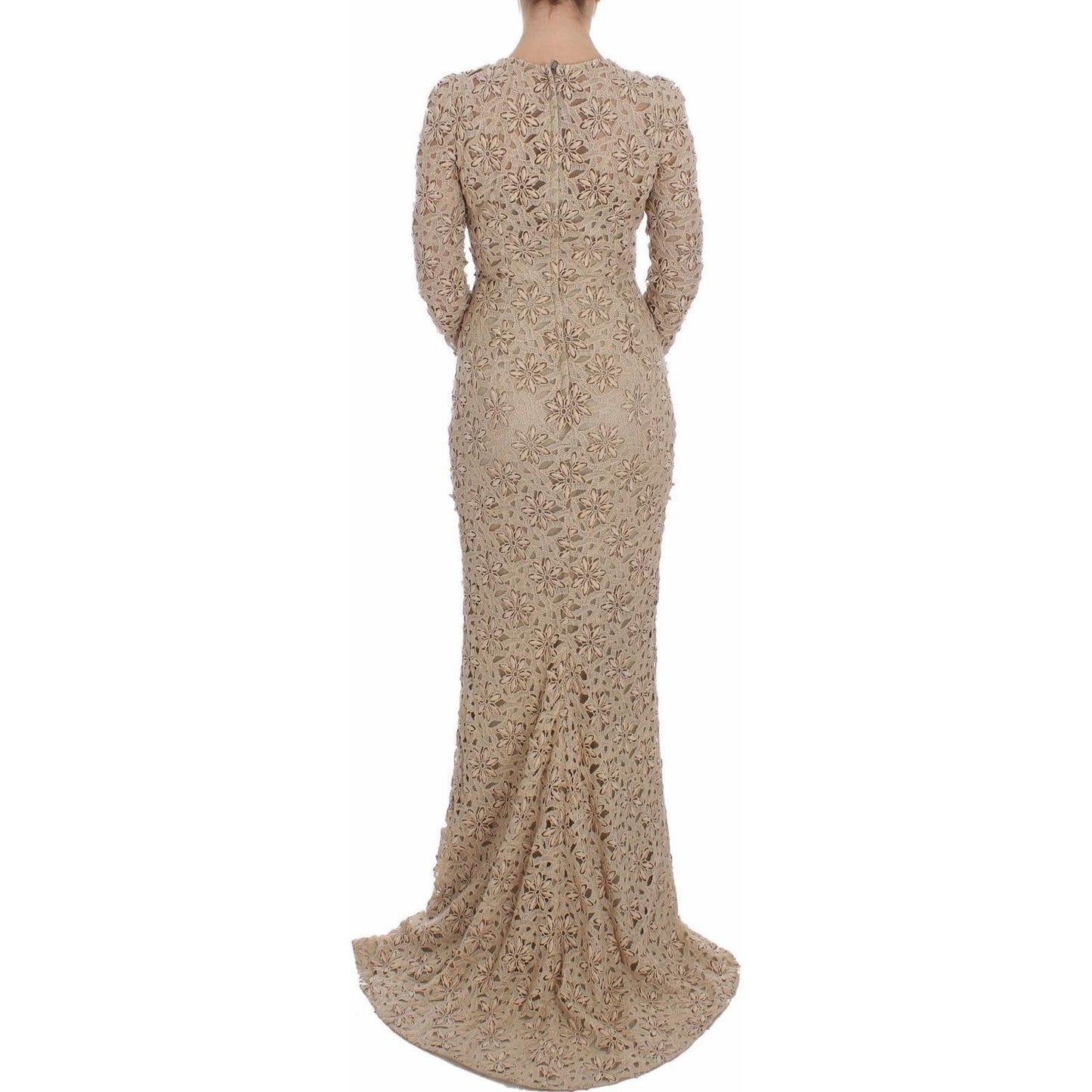 Dolce & Gabbana Beige Floral Lace Sheath Maxi Dress NOC10124-40