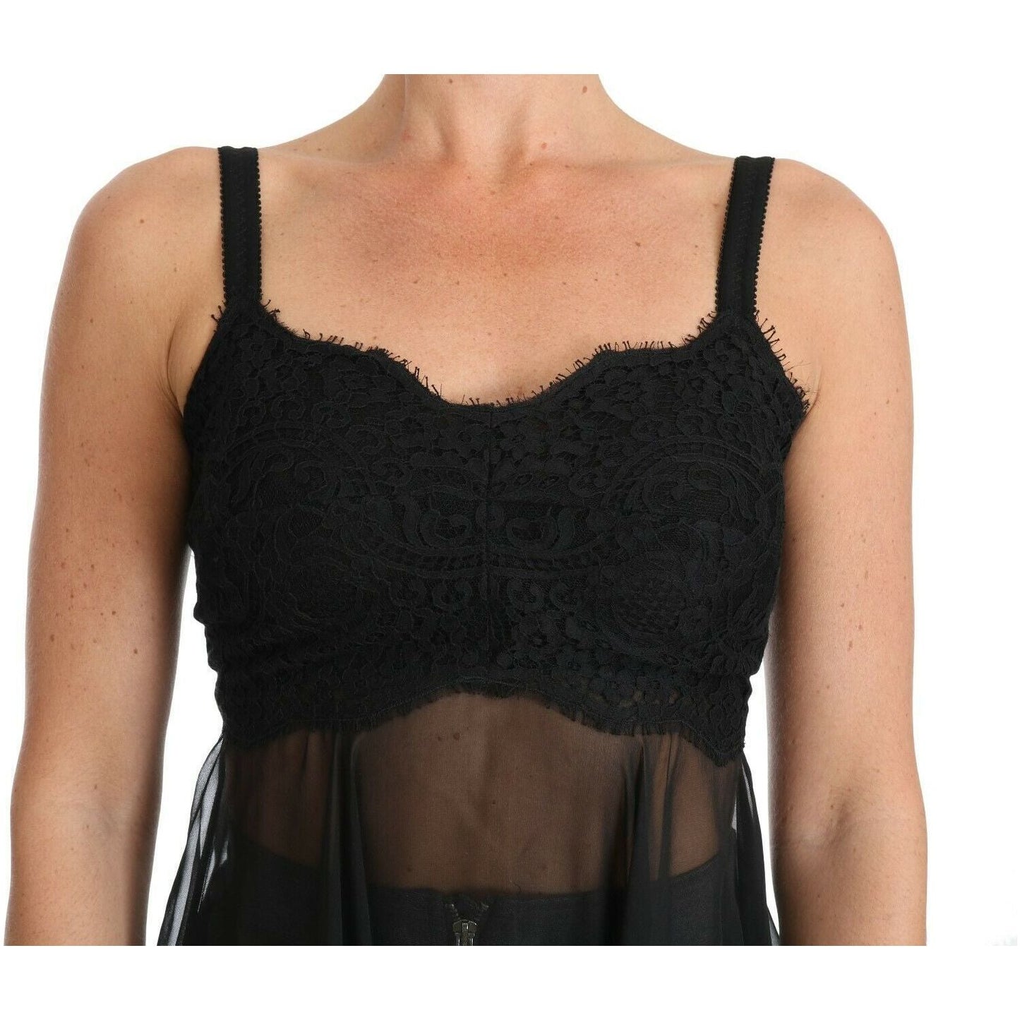 Dolce & Gabbana Black Silk Lace Dress Chemise Lingerie BIK099-it1