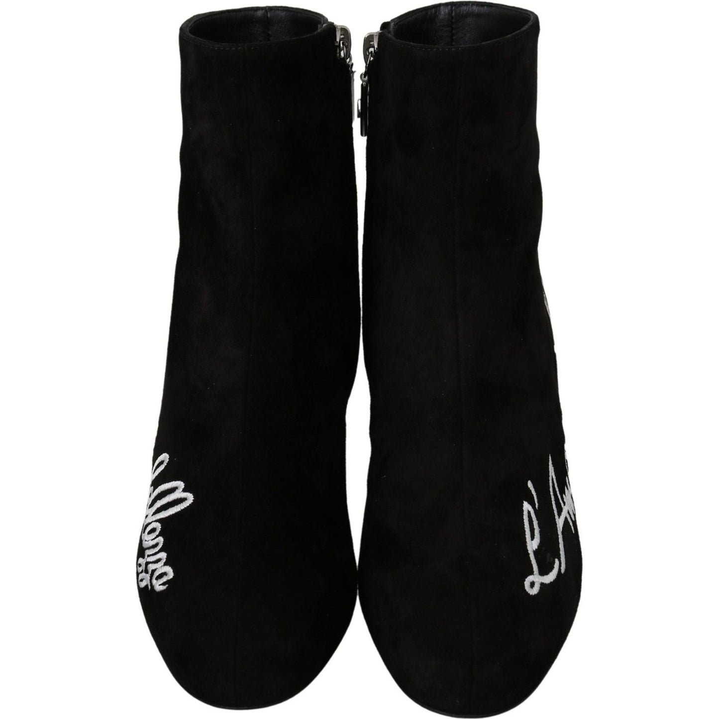 Dolce & Gabbana Black Suede L'Amore E'Bellezza Boots Shoes LA7048-35